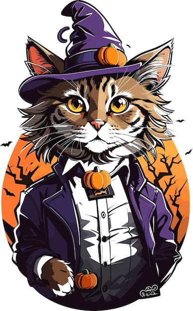 Halloween kat illustratie voor t-shirt ontwerp of pod creëren vorm ai gegenereerd