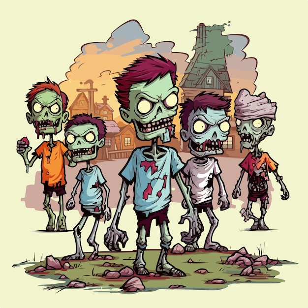 Vector halloween kid friendly zombies