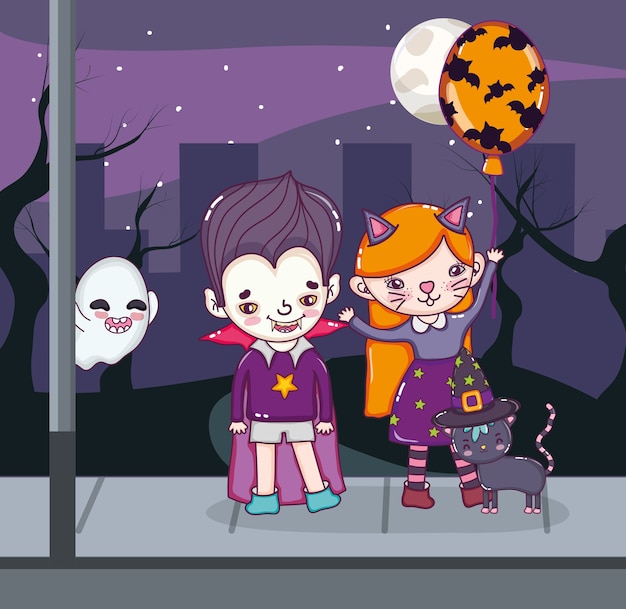 Vector halloween kids cartoons