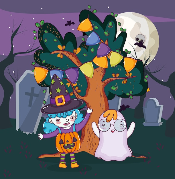 Vettore halloween cartoni per bambini