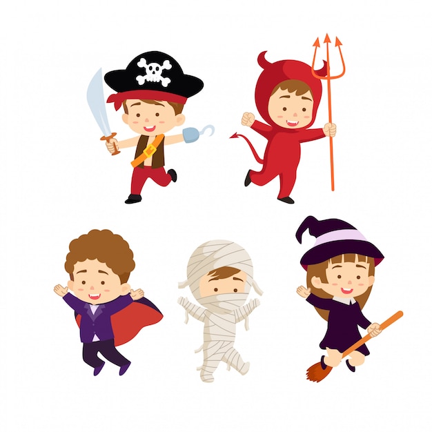 Collezione di personaggi per bambini di halloween