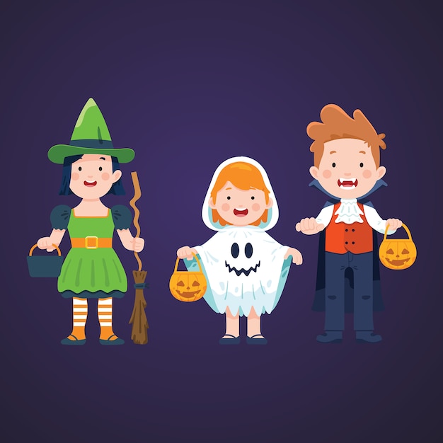 Halloween kids character set