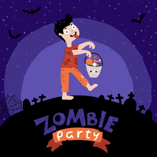 Festa di halloween per bambini zombie.