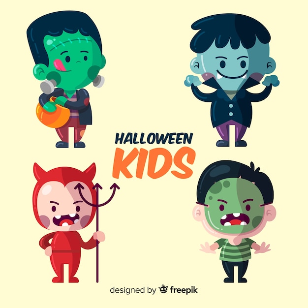 Vector halloween kinds collection in flat design