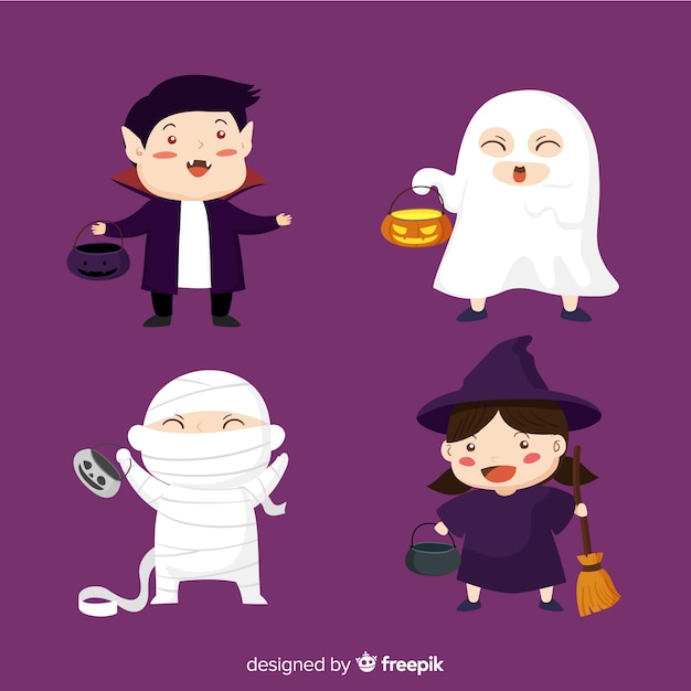 Raccolta di generi di halloween in design piatto