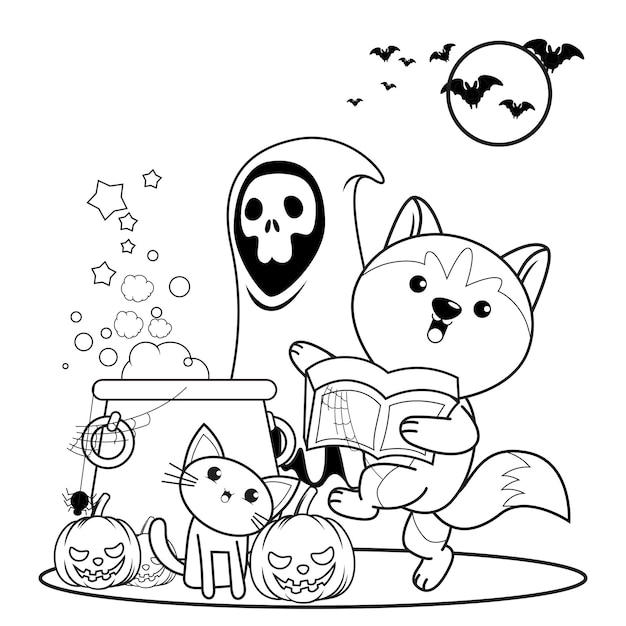 Halloween kleurboek schattig klein meisje heks19