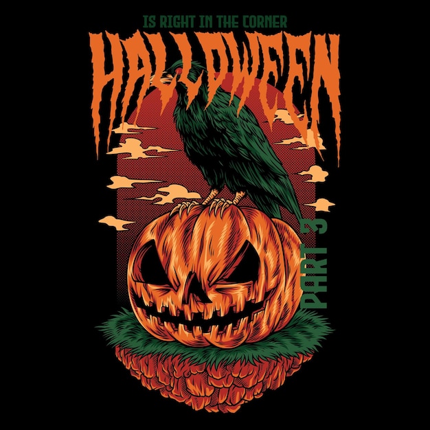 Vector halloween kraai hoek deel 3 illustratie