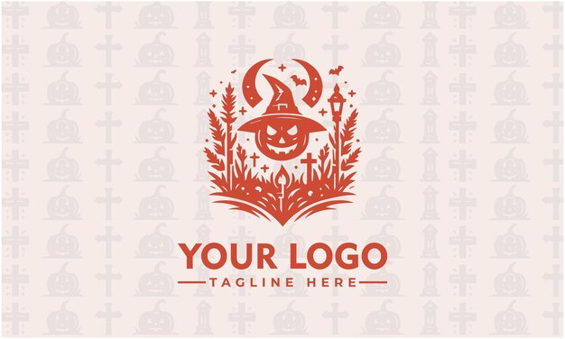 halloween labels Vector logo Design Halloween pumkin Unique Hand drawing Logo