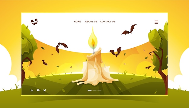 Halloween landing page template with candles