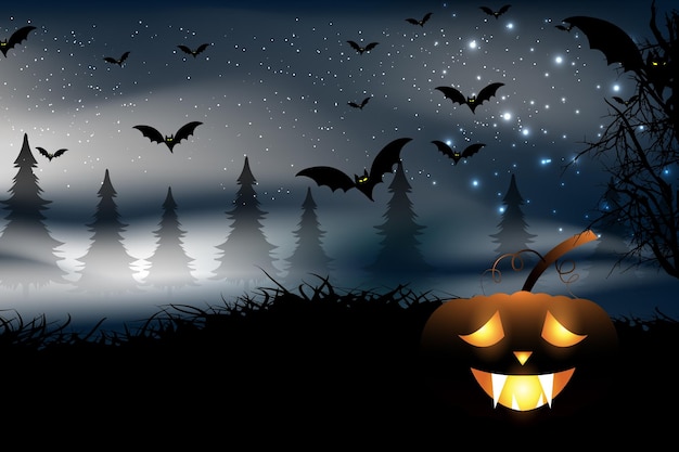 halloween landscape vectors illustrations