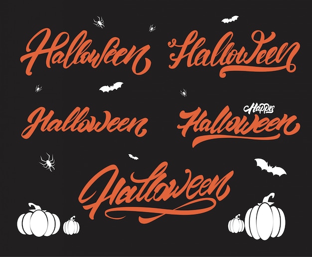 Halloween lettering style set