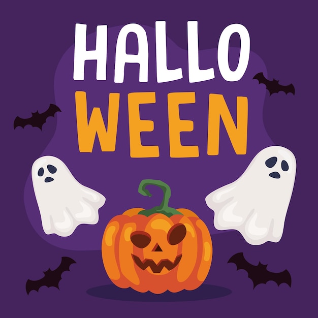 Halloween lettering with ghosts