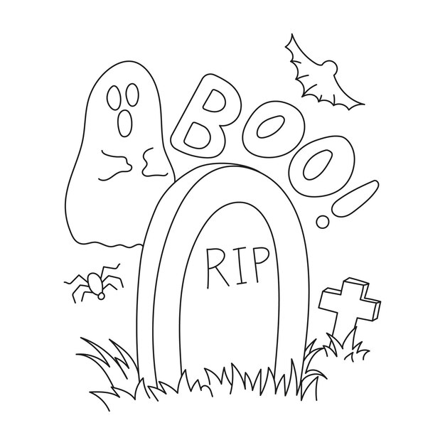 Halloween lijn kunst illustratie voor het kleuren van boek