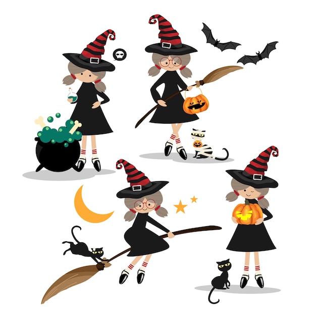 Halloween little witches collection.