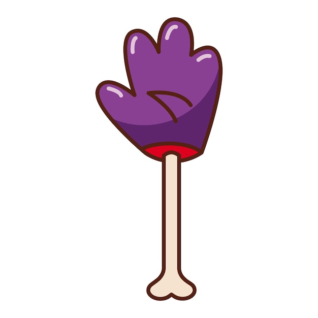 Halloween Lollipop Lollipop als onderdeel van een hand op een stok in de vorm van een bot