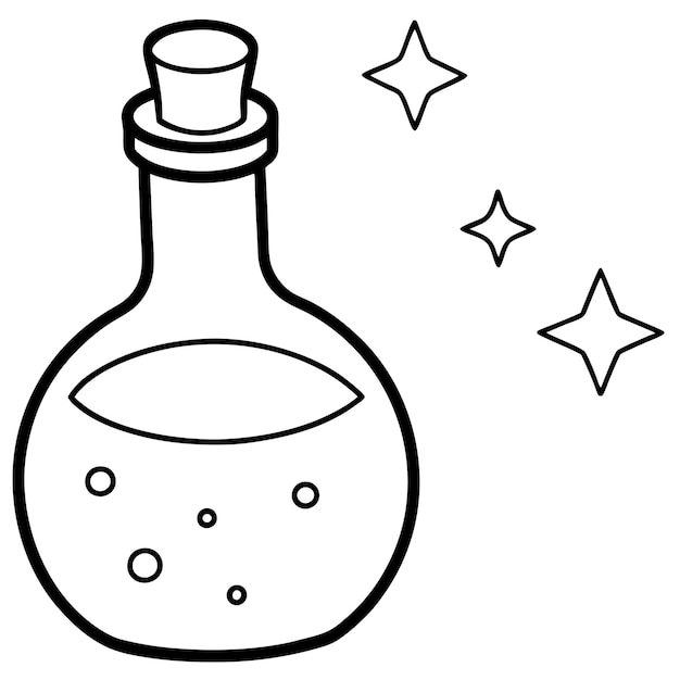 Halloween Magic Potion Bottle Line Kunst illustratie