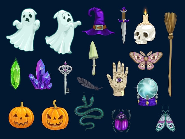 Halloween magie en occulte vectorobjecten