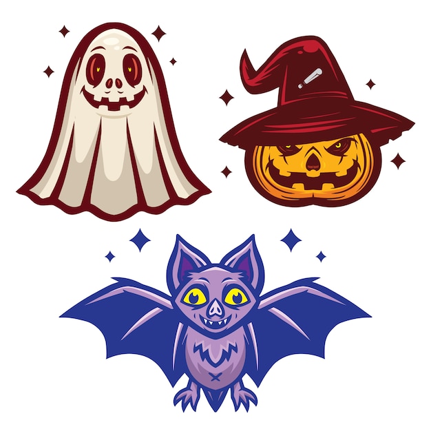 Vector halloween mascot set