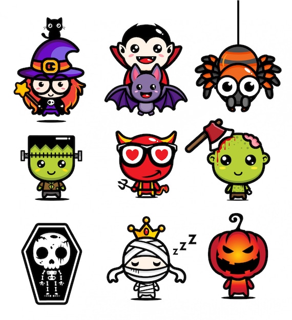 Halloween mascot vector design set