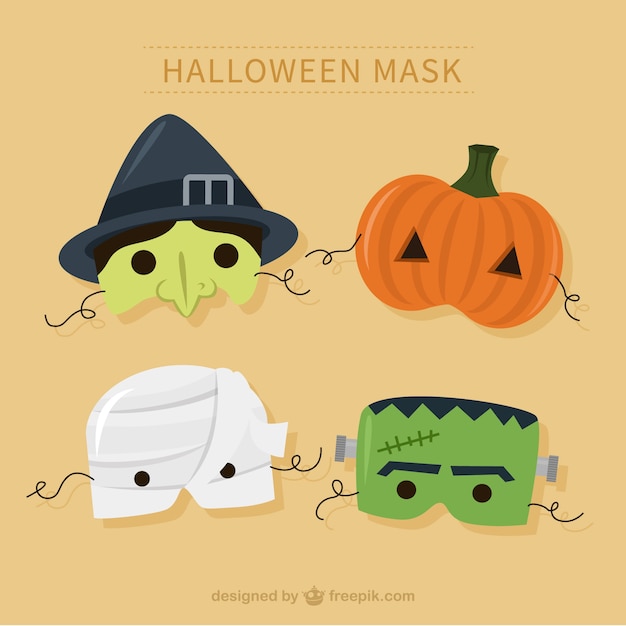 Vector halloween masks pack