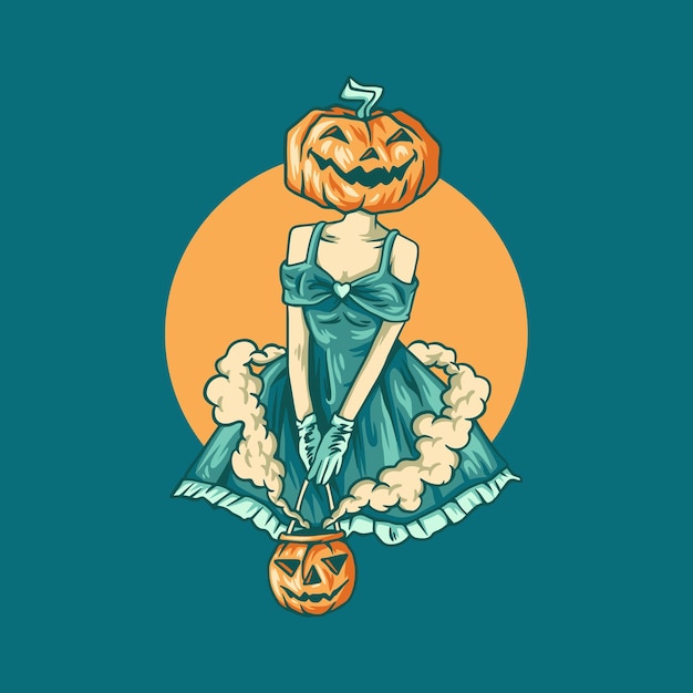 Vector halloween meisje kostuum illustratie