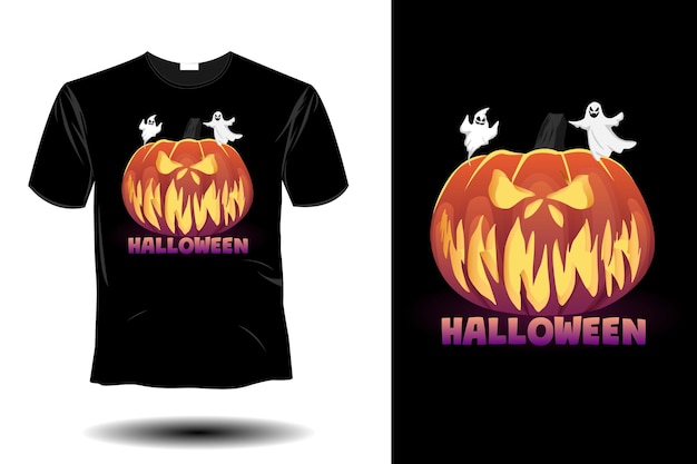 Vettore design vintage retrò mockup di halloween