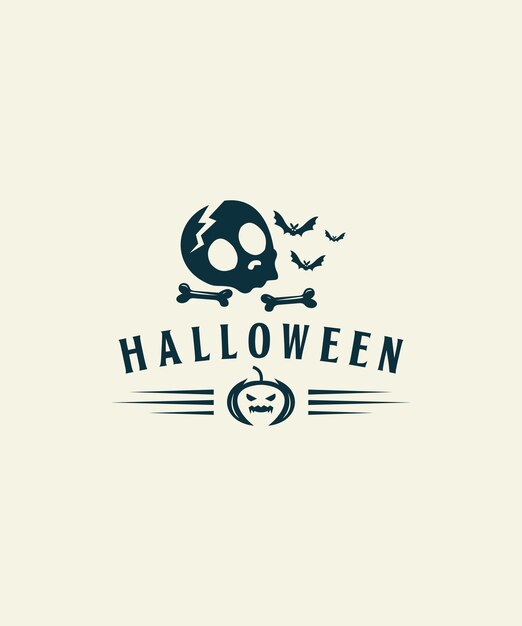 Хэллоуин. современный и простой логотип хэллоуина с черепом