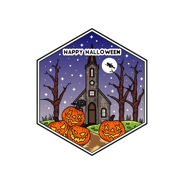 Halloween monoline badge design