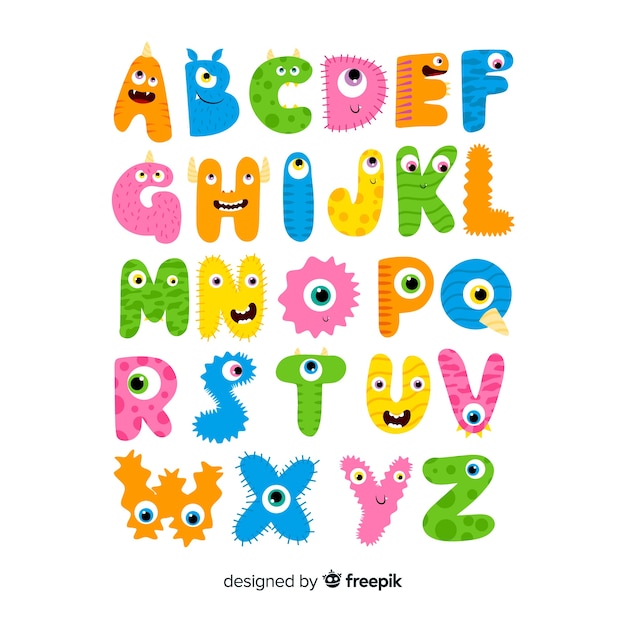 Vector halloween monster alphabet