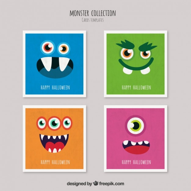 Vector halloween monster cards