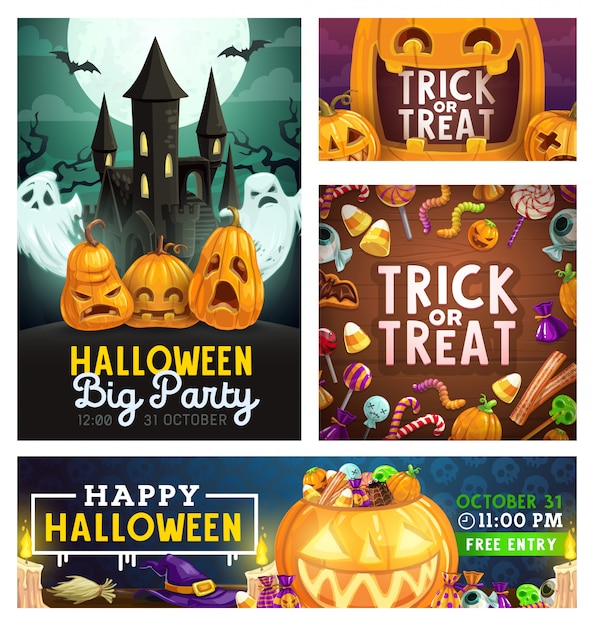 Halloween monster party, trick or treat candies