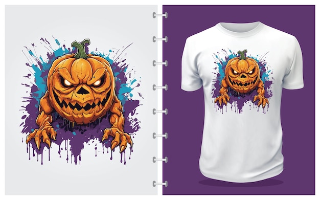 Halloween monster pompoen vector t-shirt ontwerp