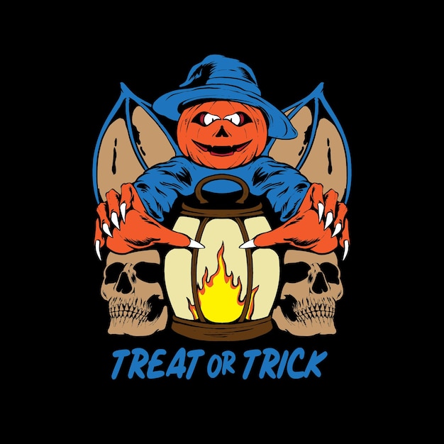 Vector halloween monster with lamp f