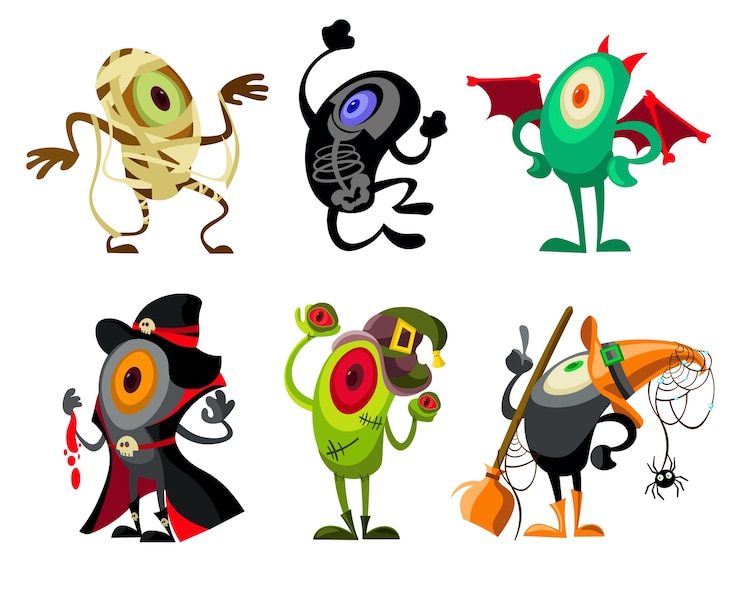 Vector halloween monsters collection