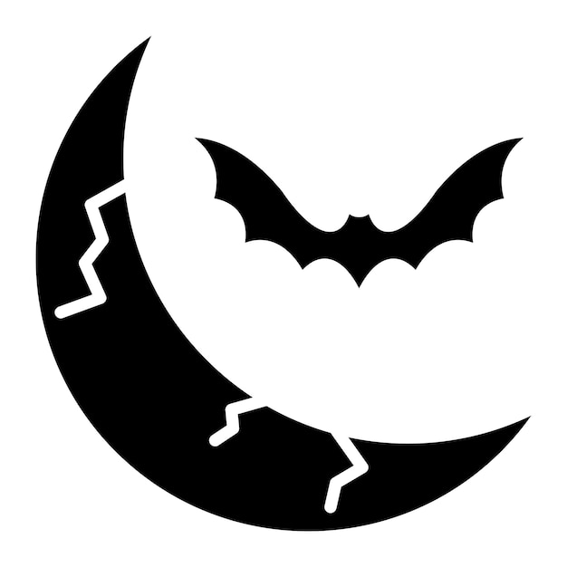 Vector halloween moon glyph solid black illustration