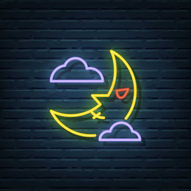 Vector halloween moon neon sign vector elements