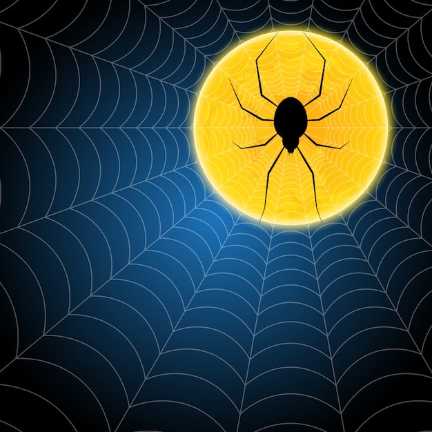 Vector halloween moon spider web vector