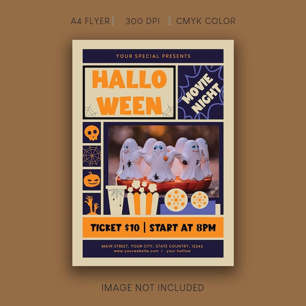 Vector halloween movie party flyer