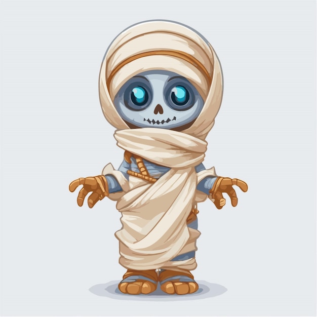 Vettore vettore di personaggi di mummia di halloween su uno sfondo bianco