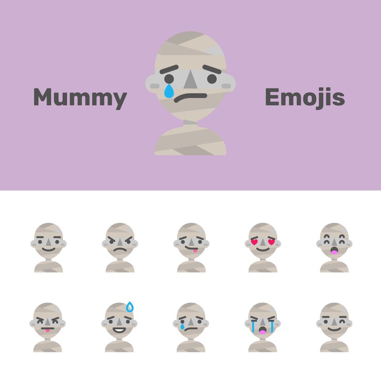 Vector halloween mummy emojis 