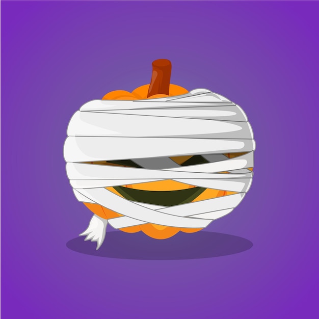 Halloween mummy pumpkin cartoon vector