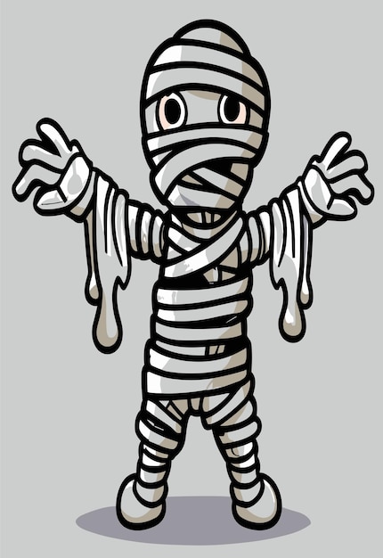 Vettore disegno vettoriale clipart 2d delle mummie misteriose di halloween