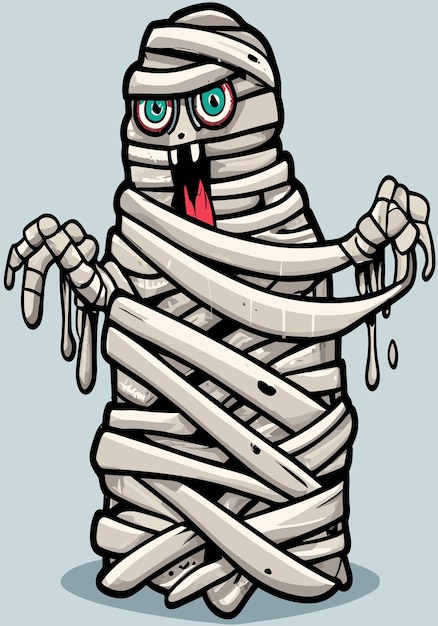 Vettore disegno vettoriale clipart 2d delle mummie misteriose di halloween