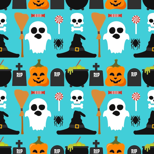 Halloween naadloze platte set vectorillustratie