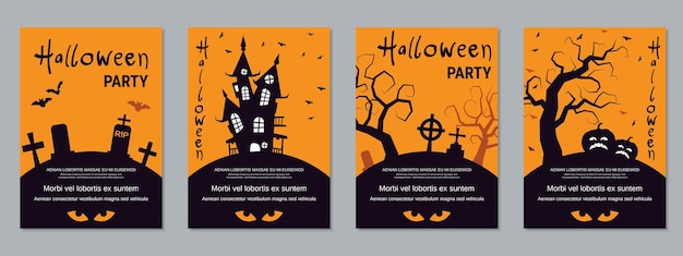 Halloween nacht flyer vector ontwerp sjablonen collectie