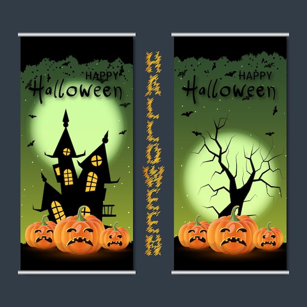 Halloween nacht flyer vector ontwerp sjablonen collectie