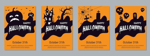 Halloween nacht flyer vector ontwerp sjablonen collectie