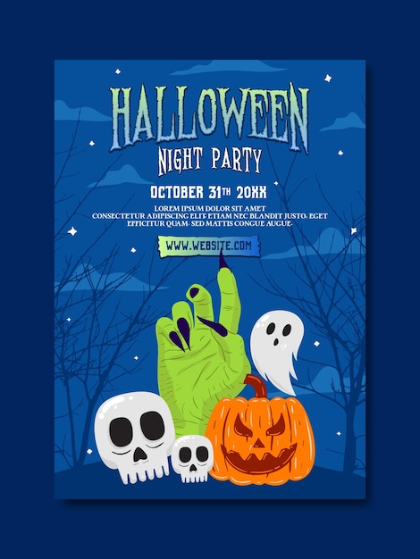 Halloween nacht partij poster sjabloon