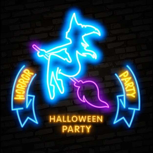 Vettore elementi al neon di halloween