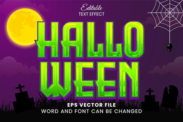 Vettore effetto testo vettoriale modificabile 3d verde neon di halloween